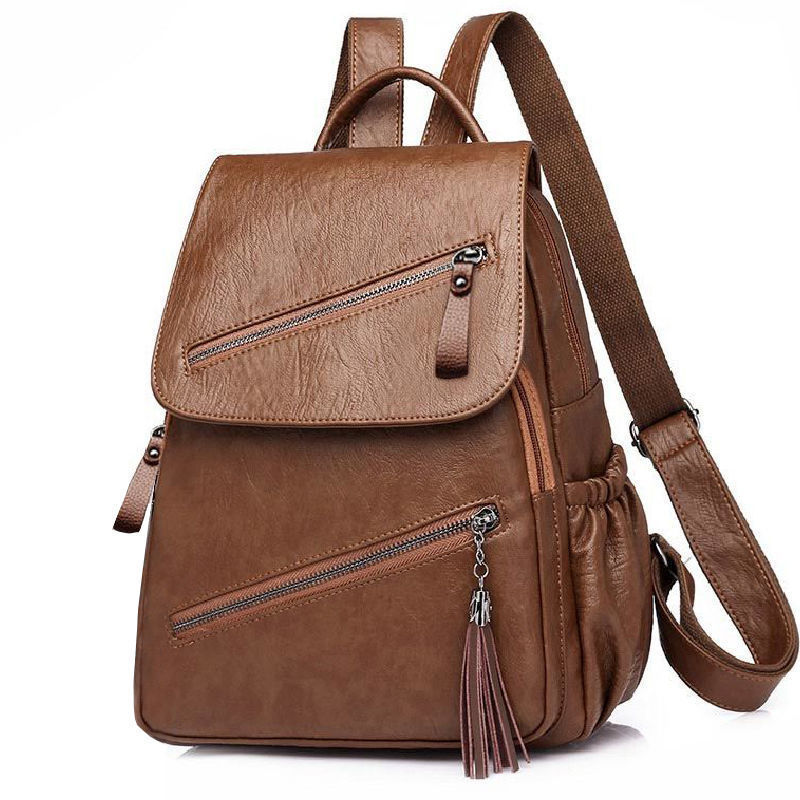 Fashionable Pu Soft Leather Casual Backpack