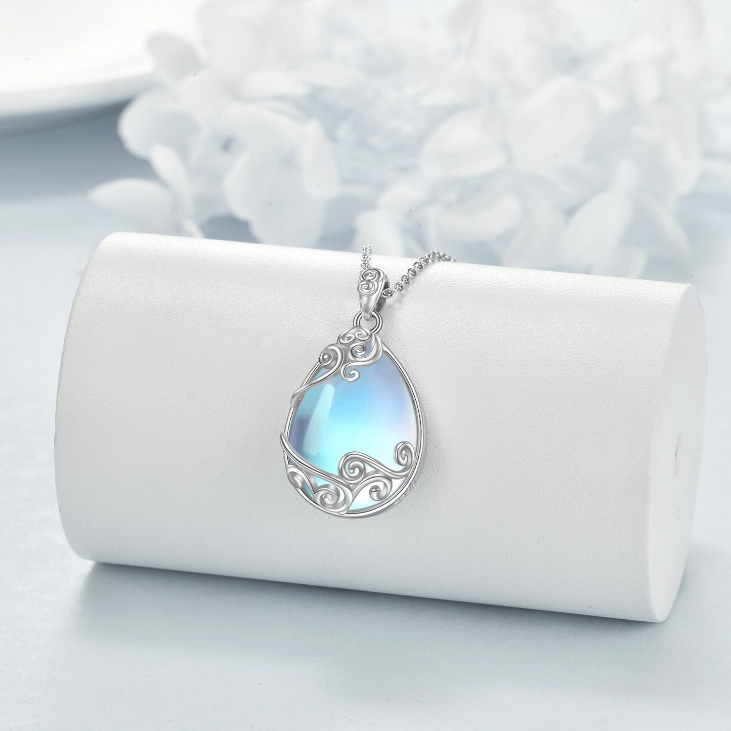 Sterling Silver Moonstone Pendant Necklace