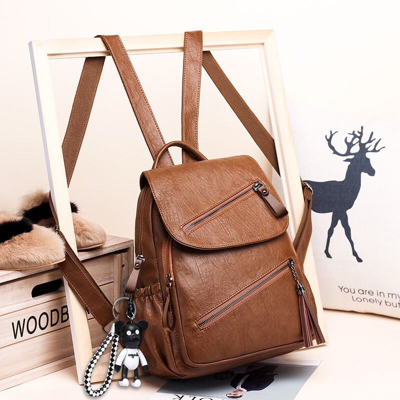 Fashionable Pu Soft Leather Casual Backpack