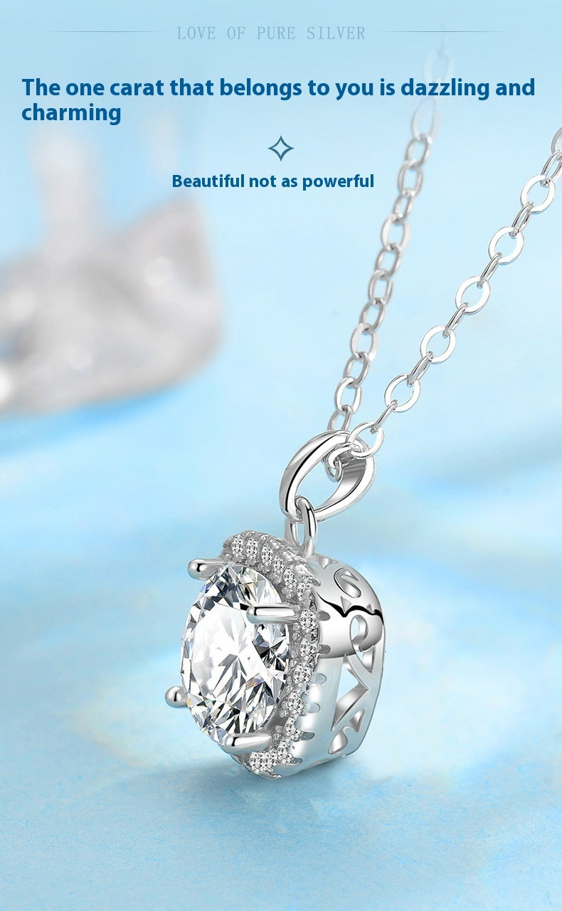 S925 Sterling Silver 1 Karat Happiness Necklace Women's