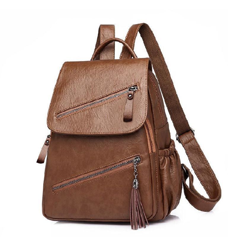 Fashionable Pu Soft Leather Casual Backpack