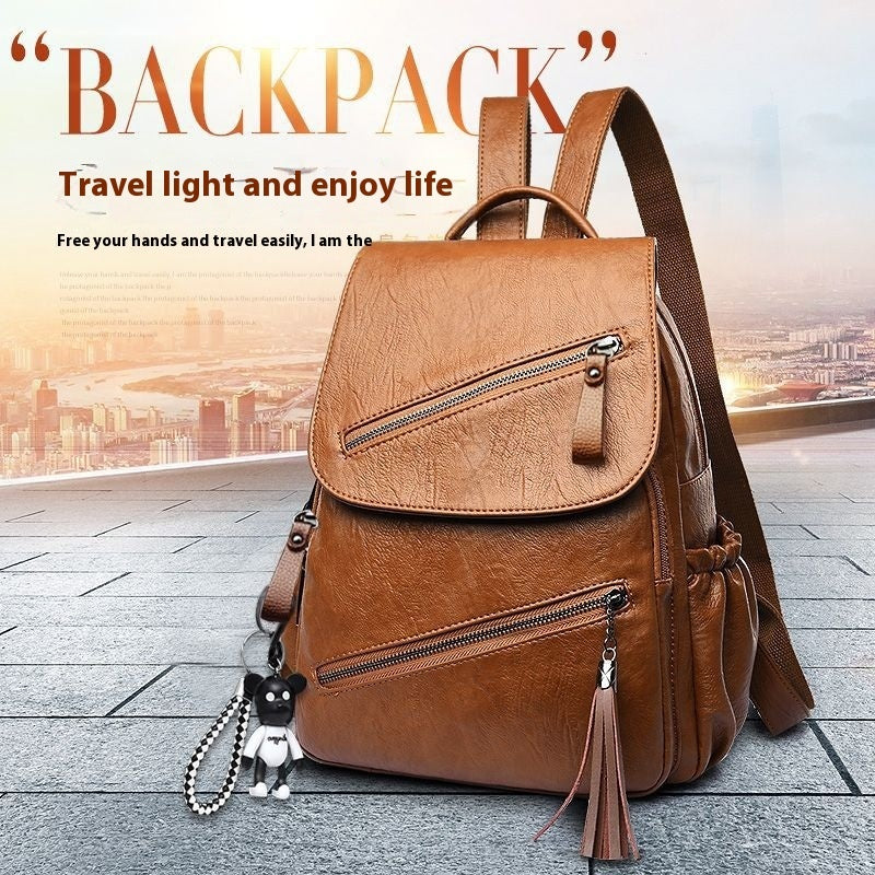 Fashionable Pu Soft Leather Casual Backpack