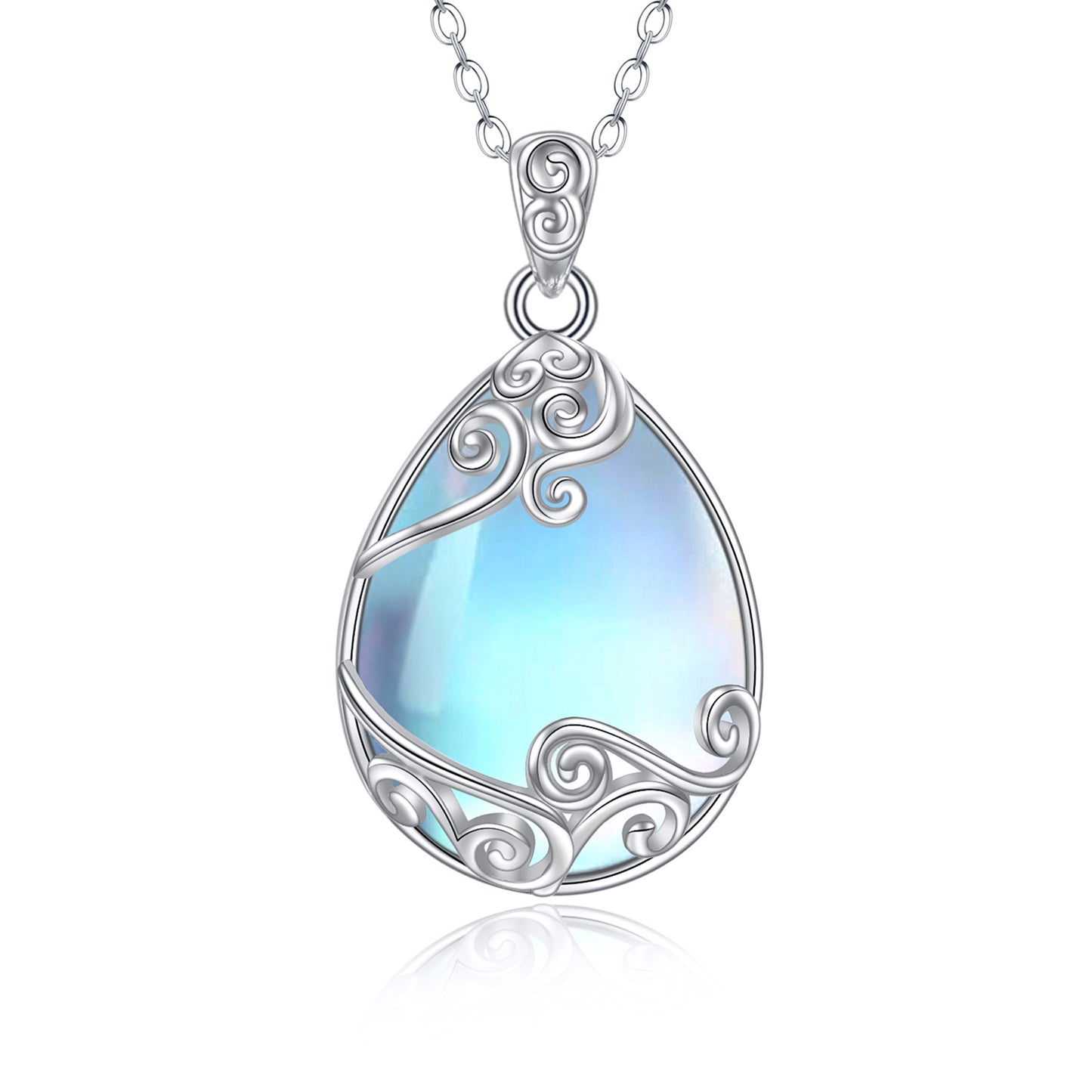 Sterling Silver Moonstone Pendant Necklace