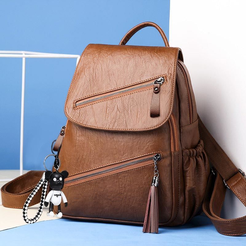 Fashionable Pu Soft Leather Casual Backpack